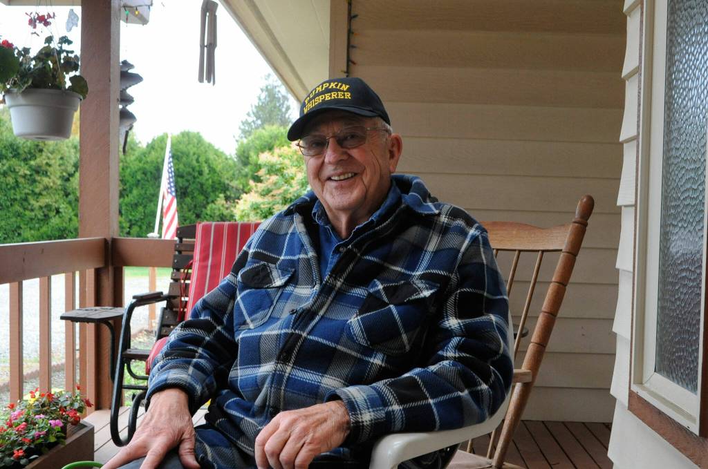 Ross Osborn encourages those interested in growing giant pumpkins to find the right seeds, fertilizer and be ready to spend a lot of time caring for them. Sequim Gazette photo by Matthew Nash