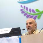 Jim Stoffer, incumbent for the District 3 position on the Sequim School District Board of Directors, speaks during a League of Women Voters forum Sunday. (Jesse Major/Peninsula Daily News)