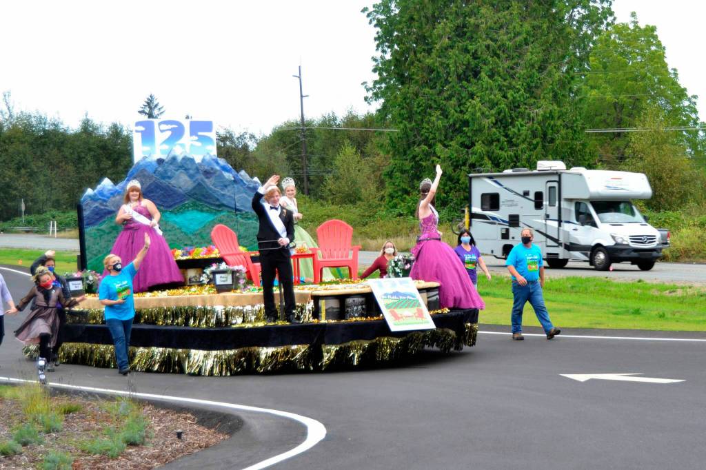 One of the most memorable moments for float designer Guy Horton was at the 2020 float reveal for the Sequim Irrigation Festival royalty. With COVID-19 leading to many events to be cancelled, the festivals board opted to hold a virtual Kickoff Dinner and float reveal, and Horton drove the royalty around the 7 Cedars Casinos parking lot twice. They were squealing and laughing and giggling, Horton said said. It was one of the most memorable moments in all the years doing this. Sequim Gazette file photo by Matthew Nash
