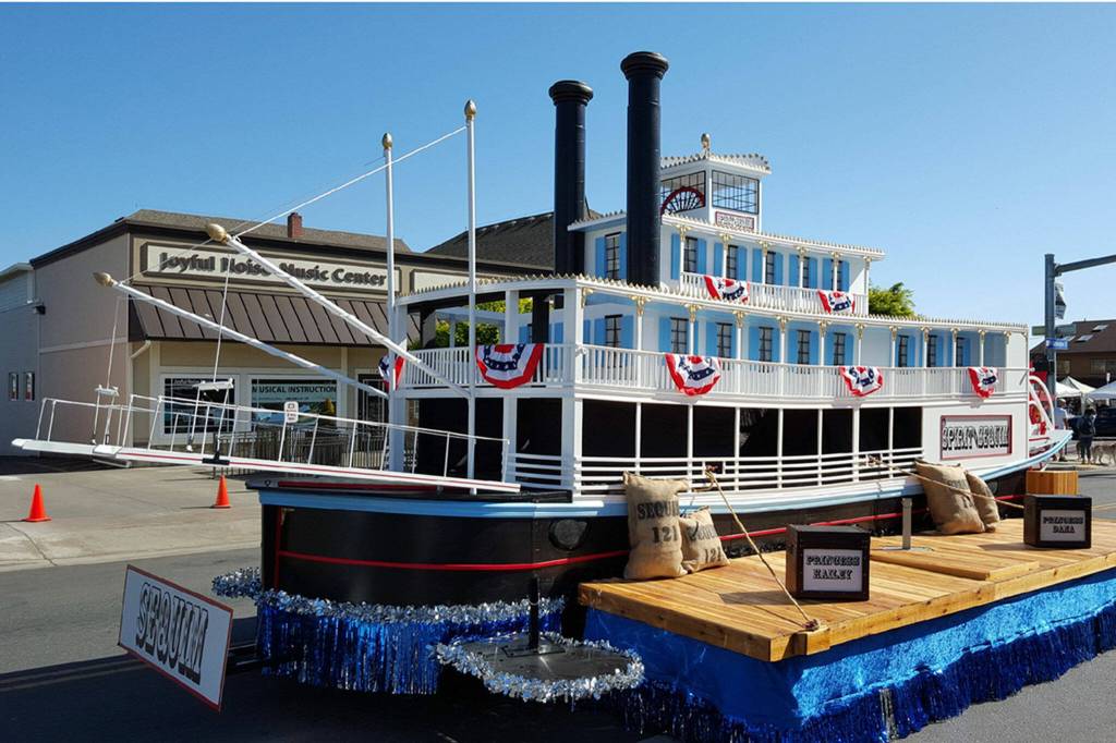 Deon Kapetan, Sequim Irrigation Festivals former executive director, said the paddle wheel boat royalty float from 2016 won an award at every event and parade, including Grand Sweepstakes. Thats pretty cool considering people from cities with big budgets were paid to build their floats, she said. Photo courtesy Guy Horton