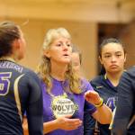 Sequim head coach Jennie Webber Heilman talks with her team at the 2016 state 2A tournament. The Wolves were back at the tourney this past weekend. Sequim Gazette file photo by Michael Dashiell