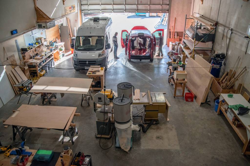 The Camp N Car shop in Port Towsend, where staff help transform vehicles into rolling homes. Sequim Gazette photo by Emily Matthiessen