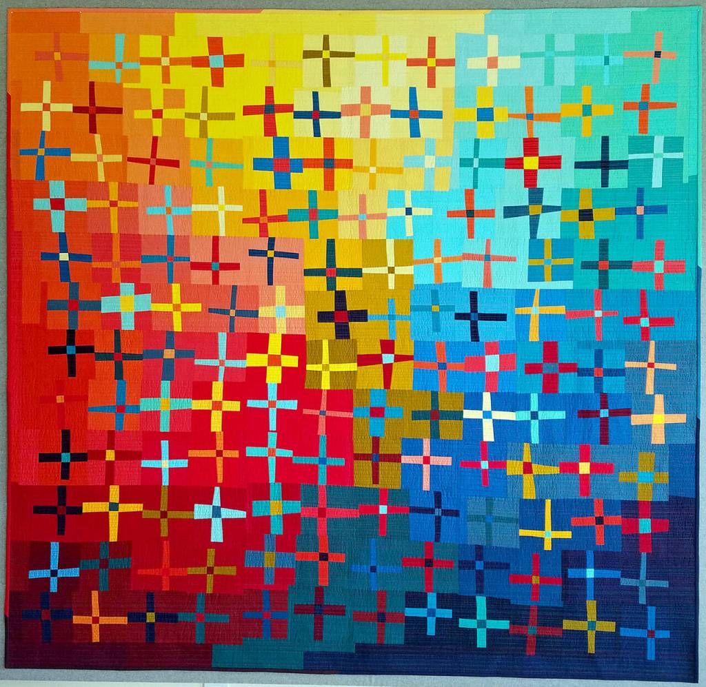 At the Junction, by Marla Varner, is a fiber arts piece on display at the Bumblebunching – Warped, Twisted, & Imperfect exhibition at Sequim Museum & Arts on Nov. 5. Submitted art