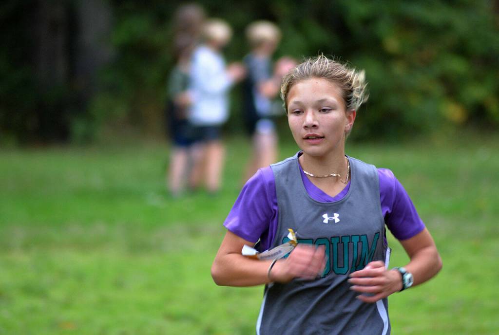 Sequims Kiley Winter competes at an Olympic League meet at Lincoln Park in Port Angeles on Oct.6. Photo courtesy of Caleb Gentry
