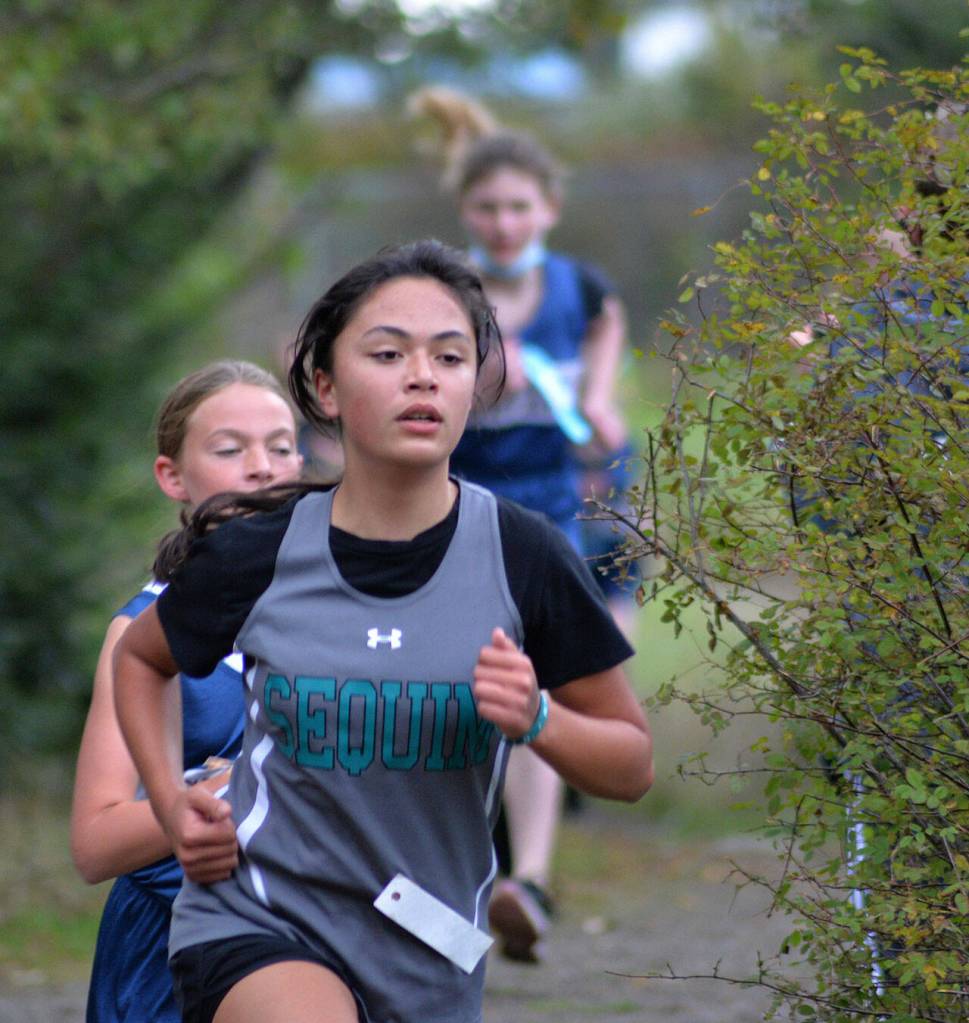 Sequims Ahrya Klinger competes at an Olympic League meet at Lincoln Park in Port Angeles on Oct.6. Photo courtesy of Caleb Gentry