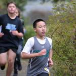 Sequims Bowen Zhu competes at an Olympic League meet at Lincoln Park in Port Angeles on Oct.6. Photo courtesy of Caleb Gentry