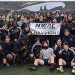 Peninsula Colleges mens soccer team celebrates a North Region championship last week. The Pirates look to defend their NWAC championship when they host a quarterfinal match on Nov. 6 in Port Angeles. Photo courtesy of Rick Ross/Peninsula College