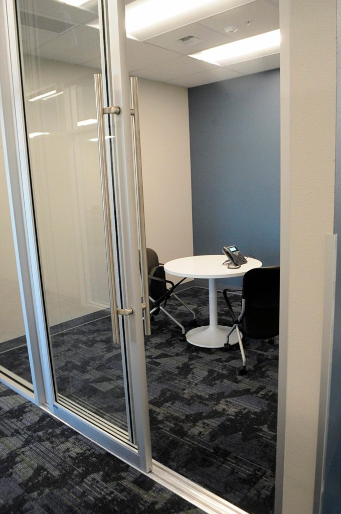 Private meeting rooms are a few of the new amenities at WorkSource Clallam County. Sequim Gazette photo by Matthew Nash