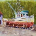 Look at that Teal Cabin!! by Shirley Rudolf; she and other members of the Olympic Peninsula Art Association host the groups Winter Members Art Show & Sale Fundraiser during the First Friday Art Walk on Dec. 3 at Sequim Museum & Arts. Submitted art