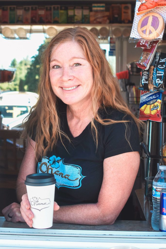 Ohana owner Lori Gray in her coffee stand off Highway 101. Photo by Kelsey Horst, courtesy of Ohana