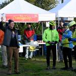 Sequim Cranksgiving organizer Tom Coonelly issues instructions just before the start of the event on Nov. 20, one that annually gathers food and funds for the Sequim Food Bank. Sequim gazette photo by Michael Dashiell