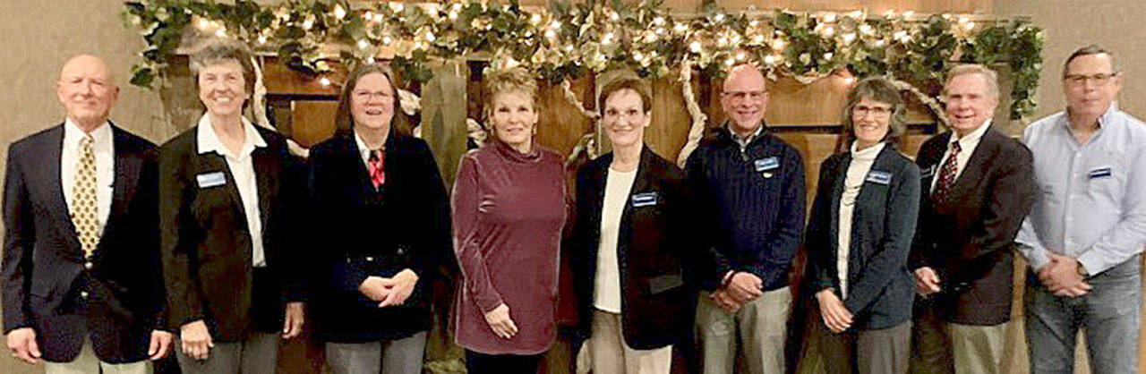 New Sequim Bay Yacht Club officers for 2022 include, from left, commodore Frank DeSalvo, vice commodore Sue Baden, rear commodore Lisa OKeefe, treasurer Deborah Carlson, assistant treasurer Deborah McKean, assistant secretary Joel Cziok and trustees Diane Froula, Paul Crone and Mylo Hauptli. Not pictured is secretary Judy Shanks. Submitted photo