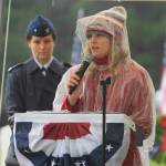 Greta Christianson, master of ceremonies and a Michael Trebert Chapter NSDAR junior member, leads the Wreaths Across America program Saturday.