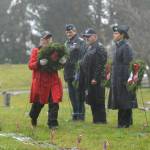 Commander Lorri Gilchrist (ret.) prepares to lay a wreath to honor those veterans who served in the U.S. Navy at Saturdays Wreaths Across America event. Sequim Gazette photos by Michael Dashiell