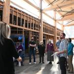 Dungeness River Audubon Center director Powell Jones, right, helps guide a tour of the centers renovation to Sequim Sunrise Rotary Foundation board members in mid-April. Sequim Gazette photo by Michael Dashiell