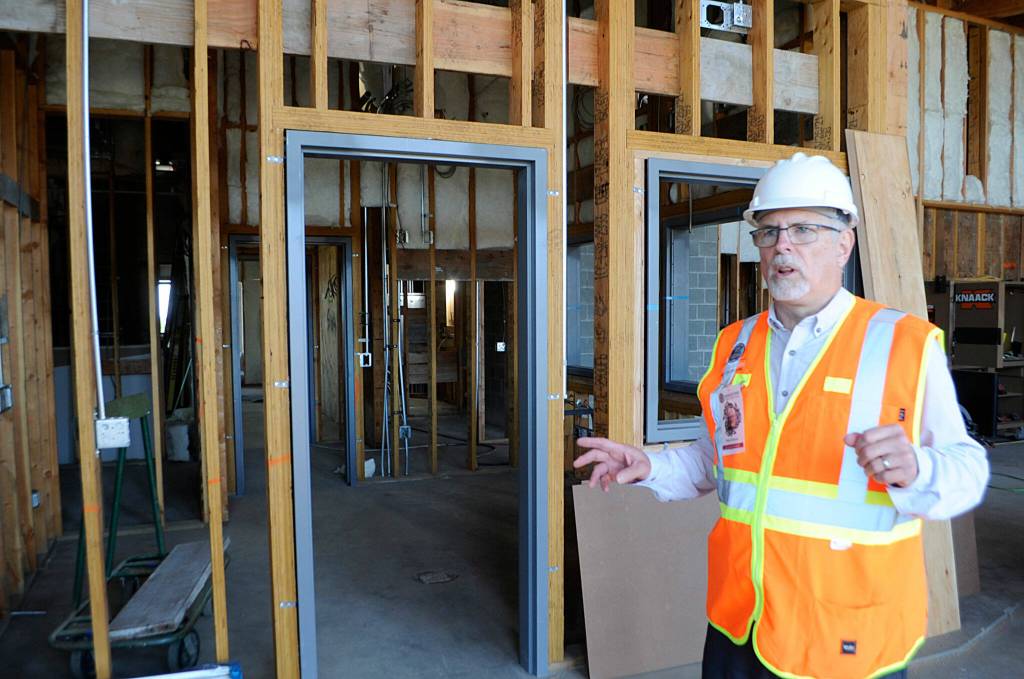 Sequim Gazette photo by Matthew Nash
Safety is a major concern for leaders with the Jamestown SKlallam Tribe, said Brent Simcosky, director of tribal health services, standing next to the Jamestown Healing Clinics future security offices in August, as the tribe continues construction of its medication-assisted treatment (MAT) facility. We understand peoples concerns. Thats why we agreed to all the mitigation, he said. We want to cause people less stress and successfully help people without hurting the community.
