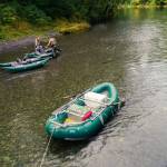 A photo taken by a newly-donated drone shows rafts provided to state wildlife law enforcement teams by three fishing advocate groups in 2021. Photo by Ed Sozinho/for Wild Steelhead Coalition