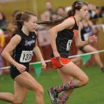 Sequims Riley Pyeatt makes her way of the first hill at the state of the 2A state cross country meet in Pasco on Nov. 6. Pyeatt finished fifth, earning her third top-15 finish at state in three chances. Sequim Gazette photo by Michael Dashiell