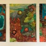 Fort Worden Triptych B by Liisa Fagerlund, a featured artist in a new walk-by exhibit in Port Townsends Uptown neighborhood through February. Submitted art