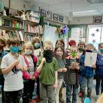 Kindergarten and first-grade students research and create tools that Native Americans used in a recent lesson at Olympic Peninsula Academy. Submitted photo