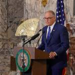 Gov. Jay Inslee delivers his annual State of the State address in the state Capitol on Jan. 11. Governor’s office photo