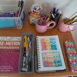 One of Sequim artist Marla Varners work tables shows her interest in color and hand quilting. Sequim Gazette photo by Emily Matthiessen