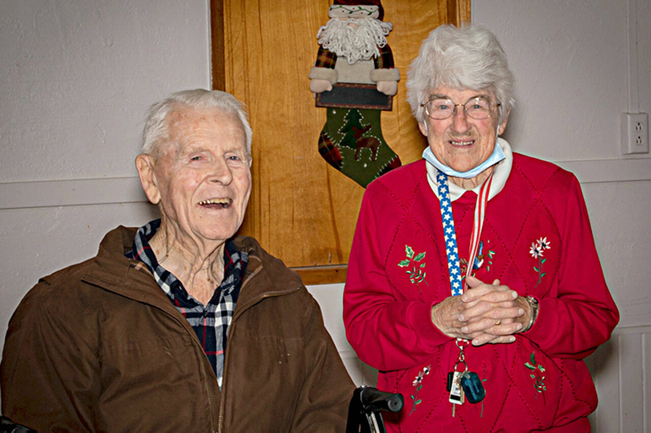 Between them, Bob Clark and Helen Bucher hold 60 and 75 years membership through the Sequim Prairie Grange. They were recently honored for their commitment to the organization.