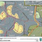 A map shows the Washington State Parks and Recreation Commissions Traditional proposal for Miller Peninsula State Park. Map courtesy of Washington State Parks and Recreation Commission