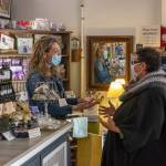 Sequim Gazette photos by Emily Matthiessen
Ashley Possin, left, talks with Christina Norman of WeDo Fudge in Cedarbrook Lavender last week. Possin and her husband Aaron bought the downtown business with plans to add more than 3,000 lavender plants to their property this spring.