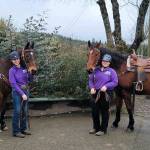 Submitted photo
Sequim High equestrians Libby Swanberg, left, and Joanna Seelye compete in the first district meet of the season Jan. 21-23 in Elma. Not pictured is teammate Mia Kirner and coaches Katie Salmon-Newton, Bettina Hoesel and Amy Tucker-Matney.