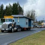 Photo by Cheri Tinker, NORVHN director
Sections of the Hobuck House, a seven-bedroom group home for permanently disabled homeless veterans, arrive in Forks on Jan. 31.