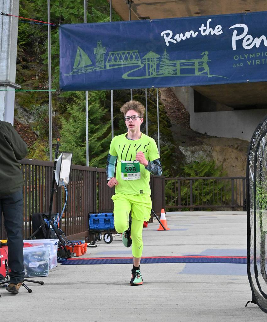 Sean Southard of Sequim takes first place overall in the Elwha Bridge 5k on Feb. 5. Southard finished in 21 minutes, 17 seconds.