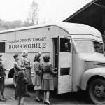 Photo courtesy of North Olympic Library System
The North Olympic Library System is launching a new bookmobile service in 2022 and is seeking artists to help design the vehicles exterior. Pictured is a historic photo of the Clallam County Library Bookmobile.