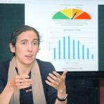 Keith Thorpe/Peninsula Daily News
Clallam County health officer Allison Berry updates the status of COVID-19 during the last scheduled weekly briefing on Friday at the Clallam County Courthouse in Port Angeles.