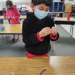 Submitted photos
First-grader Ian Edgecombe counts and stringing the beads to celebrate 100 Days of School in Monique Brashers class at Greywolf Elementary School.