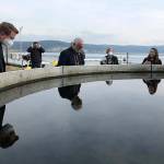 Photo courtesy of Derek Kilmers office
Representatives Derek Kilmer and Dan Newhouse tour Pacific Northwest National Laboratorys Marine and Coastal Research Laboratory in Sequim on Jan. 28 before announcing plans for the Blue Energy Innovation Act. Kilmer introduced it on Feb. 9. If passed, it would establish the Blue Economy Center of Excellence, possibly in Sequim, to help coordinate multiple agencies to achieve a shared decarbonization and renewable energy mission.