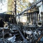 Sequim Gazette photo by Matthew Nash
Witnesses report a fire in Dungeness Meadows consumed this mobile home in a matter of minutes on Feb. 21.