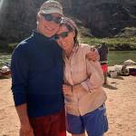Dave Shreffler and Ann Soule celebrate their 30th anniversary on an 11-day dory trip down the Colorado River. Photo by Sue Kappel