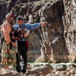 Dory oarsmen scout the Bedrock Rapid prior to running it. Photo by Dave Shreffler