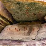 Anasazi and Paiute pictographs in a tapeats sandstone cliff near Whitmore Wash. Photo by Dave Shreffler