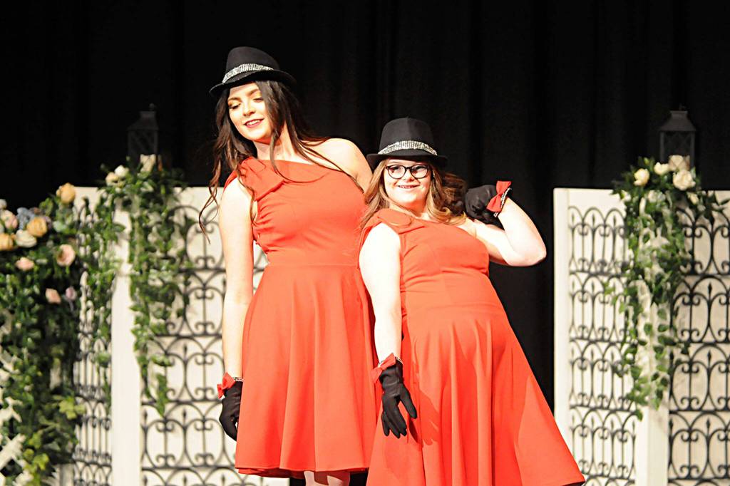 Sequim Gazette photo by Matthew Nash 
Isabella Williams and Lauren Willis dance during the song Feeling Good.
Sequim Gazette photo by Matthew Nash Isabella Williams and Lauren Willis dance during the song Feeling Good.