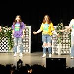 Sequim Gazette photo by Matthew Nash 
Last years Irrigation Festival royalty, from left, Zoee Kuperus, Allie Gale, queen Hannah Hampton, and princess Sydney Van Proyen participate in a song and dance number.