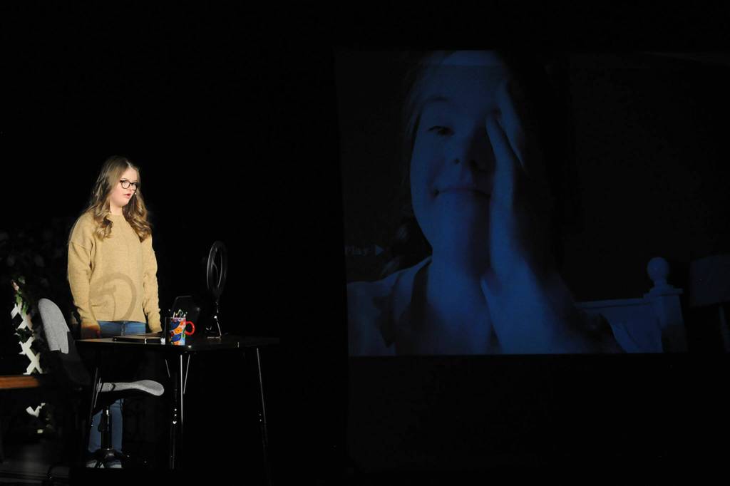 Sequim Gazette photo by Matthew Nash Lauren Willis shares a video from her Youtube channel for her creative display.