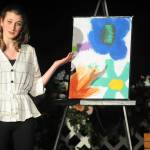 Sequim Gazette photo by Matthew Nash Katherine Gould speaks about her love of art through life as her creative display.