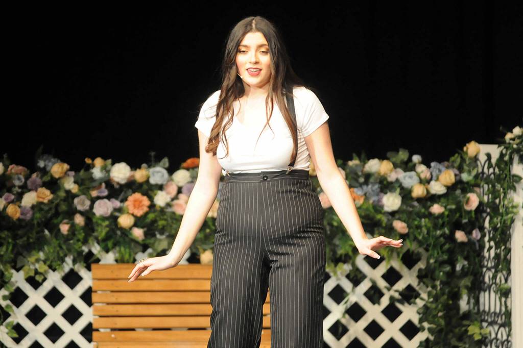 Sequim Gazette photo by Matthew Nash Isabella Williams sings an homage to Sequim with Frankie Vallis Cant Take My Eyes off of You.