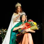 Sequim Gazette photo by Matthew Nash Queen Hannah Hampton of the 2021 Sequim Irrigation Festival crowns this years queen Isabella Williams on Feb. 26.