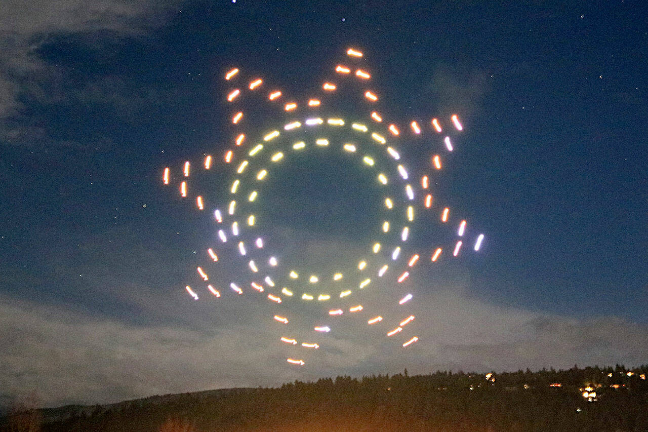Photo courtesy City of Sequim
Firefly Drone Company will fly its 100 drones starting at 7 p.m. Saturday, March 5 for a 15 minute presentation near Carrie Blake Community Park for the third Sequim Sunshine Festival.
