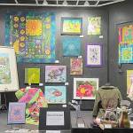 Members of Peninsula Fiber Artists contribute to Spring Forward, a new 24/7 walk-by exhibit up through April at 675 Tyler St., Port Townsend. Photo courtesy of Peninsula Fiber Artists