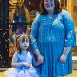 Johanna Aksamit, three, and her mother, Megan, pause for a picture in the bubbles outside of Sequims Dungeness Community Church on March 11, on their way to attend the Toddler Prom. Aksamit said she has a new baby at home and she wanted to do something special with her older daughter. (Its) something we can do together. Sequim Gazette photo by Emily Matthiessen