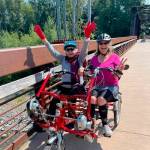 Photo courtesy of Nicole Lepping
Rita McCabe, left, and Sequim Wheelers vice president Lanie Cates enjoy a ride on the Olympic Discovery Trail. Sequim Wheelers are preparing for their fifth season this spring.